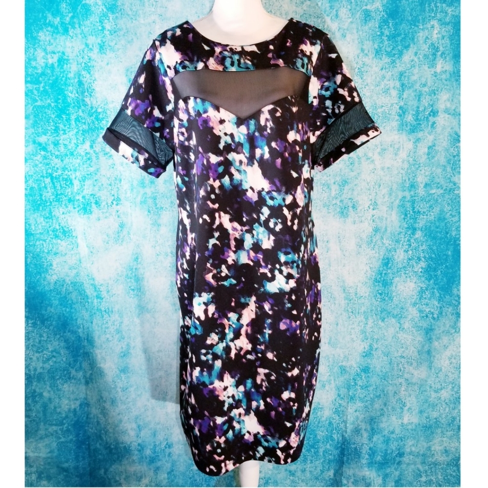 Boutique Abstract Sheer Mesh PeekaBoo Dress - Picture 1 of 12